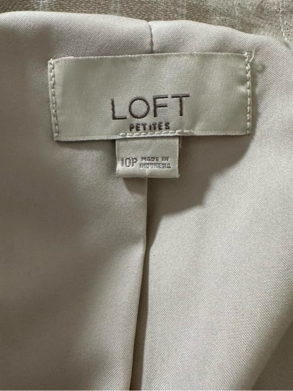 LOFT Beige Pinstripe Tailored Blazer - Picture 4 of 8